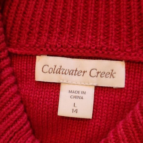 Coldwater creek womens red cotton sweater size large - Picture 4 of 6